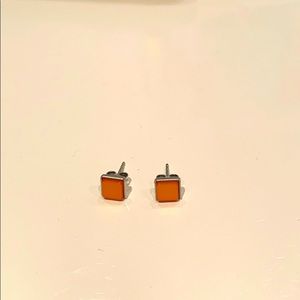 Orange/brown square earrings